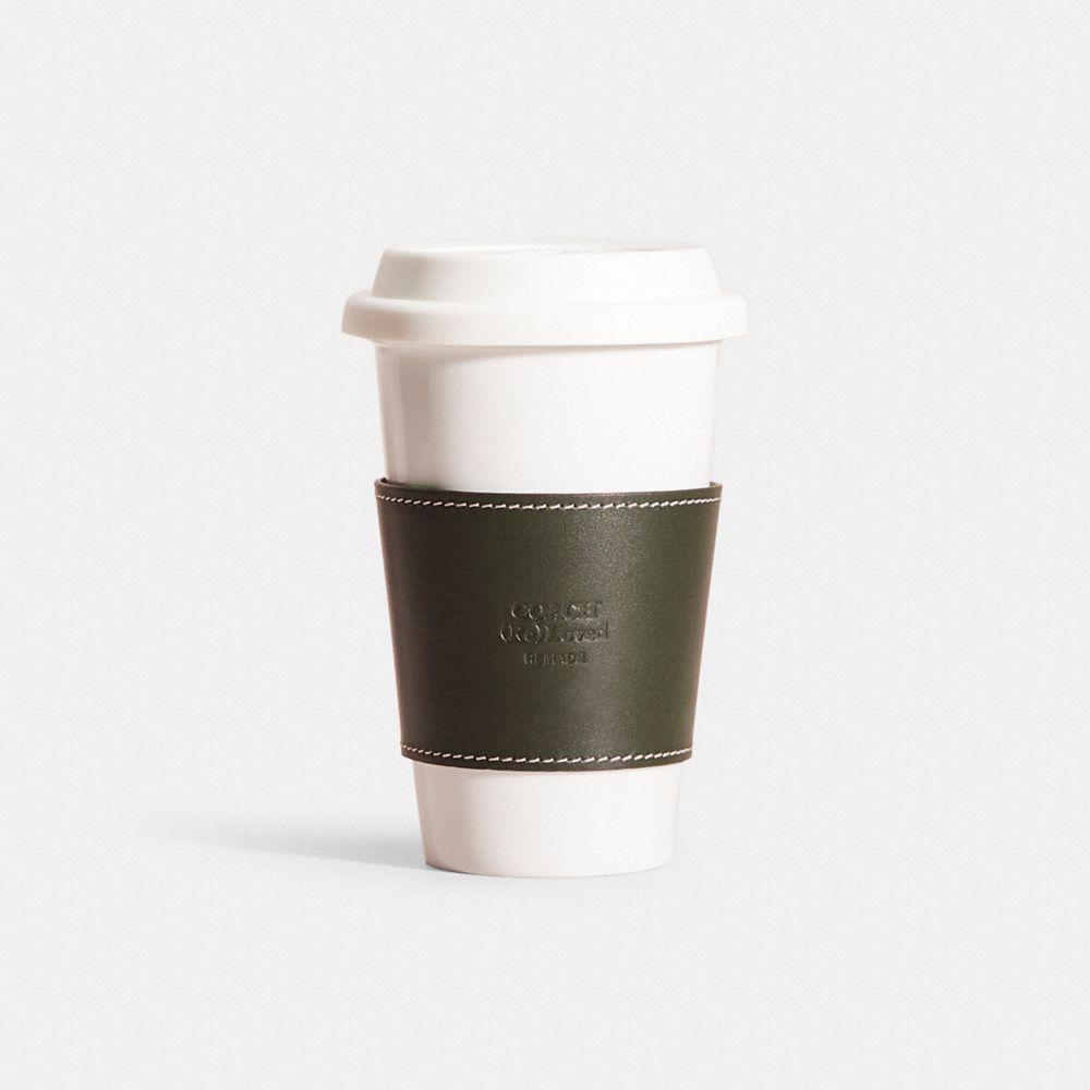 COACH®,REMADE CUP SLEEVE,Leather,,Front View