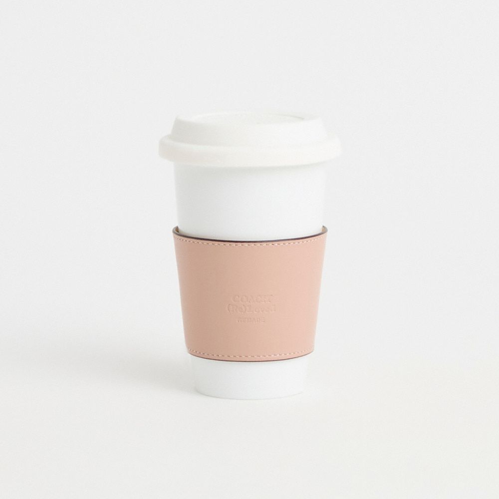 COACH®,REMADE CUP SLEEVE,Leather,,Front View