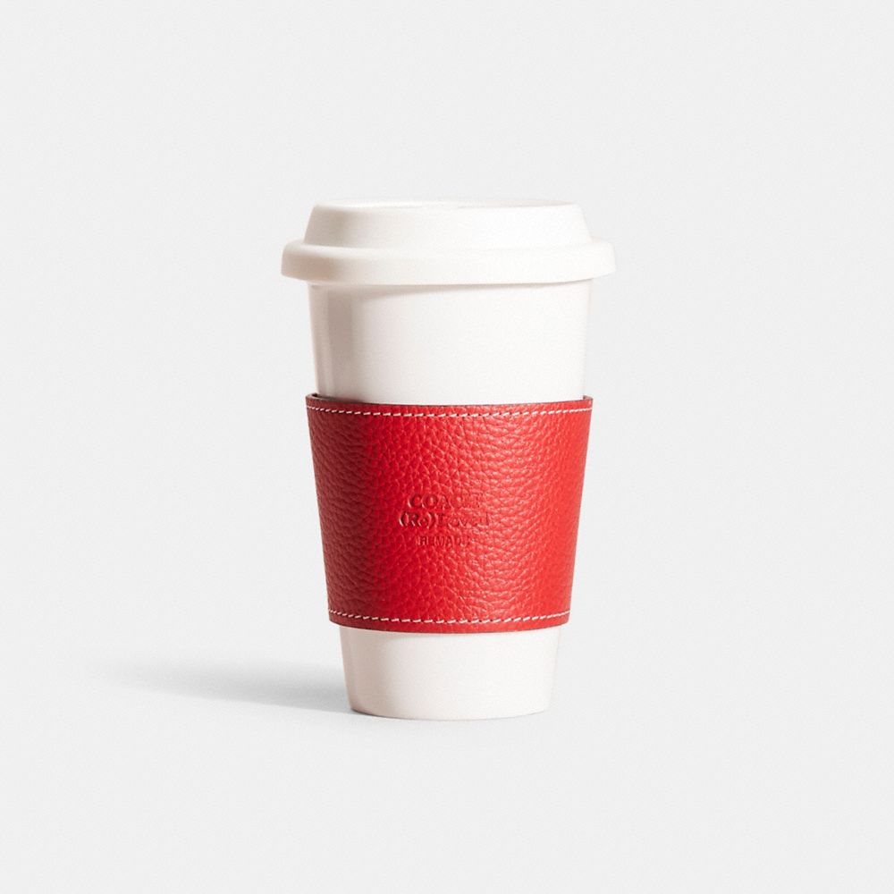 COACH®,REMADE CUP SLEEVE,Leather,,Front View