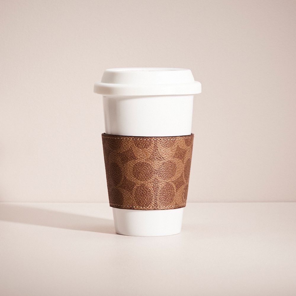 COACH®,REMADE CUP SLEEVE,Leather,,Front View