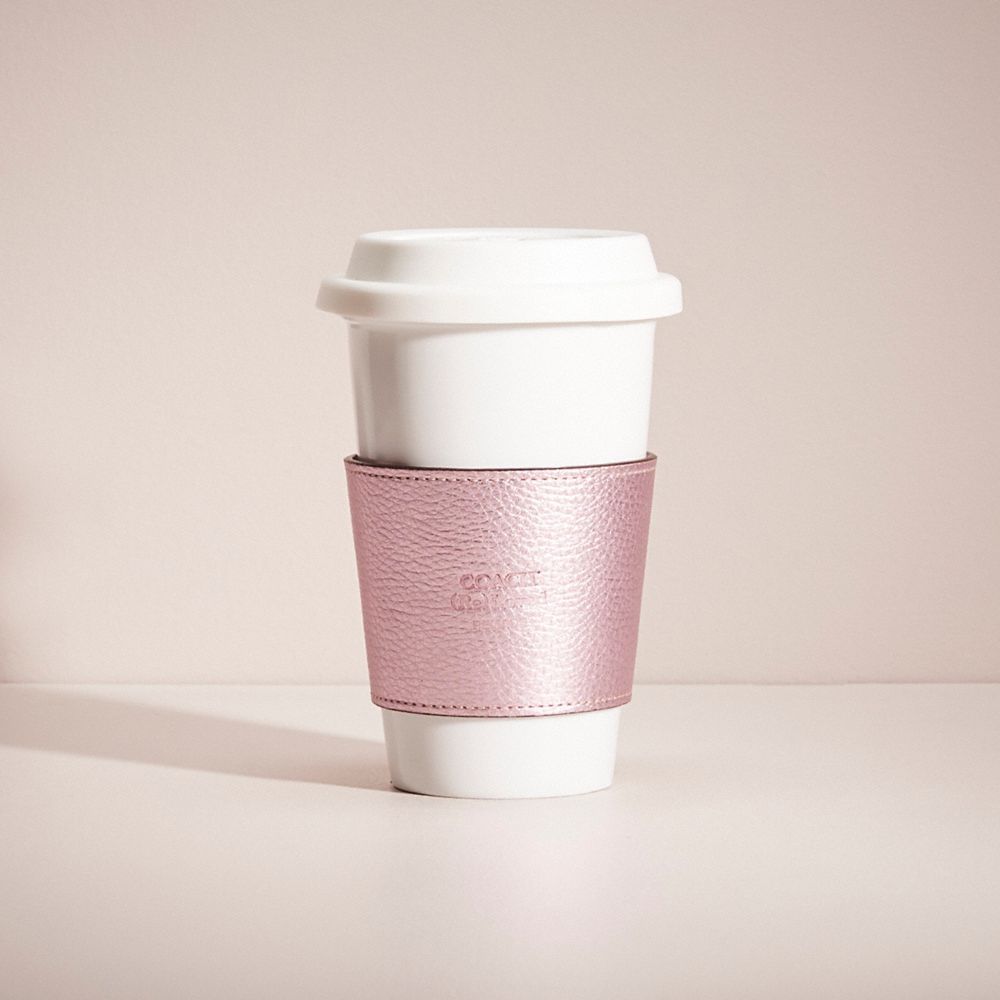 COACH®,REMADE CUP SLEEVE,Leather,,Front View