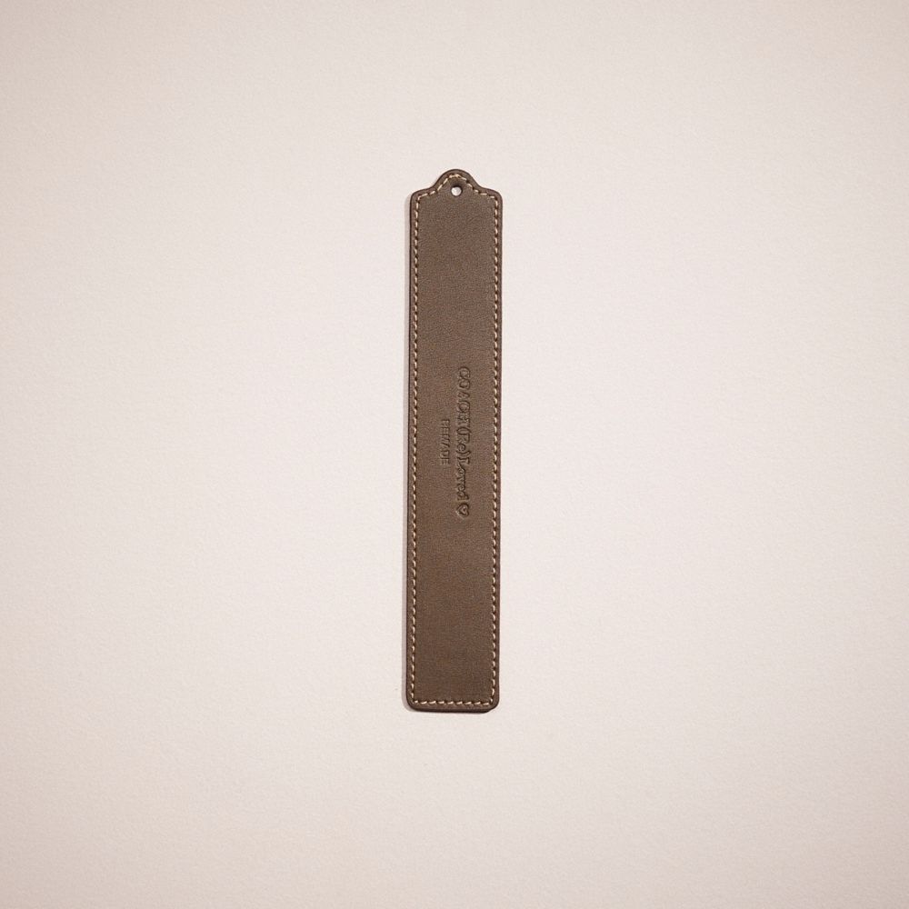 COACH®,Remade Bookmark,Leather,Bookmark,Embossed,Taupe,Front View