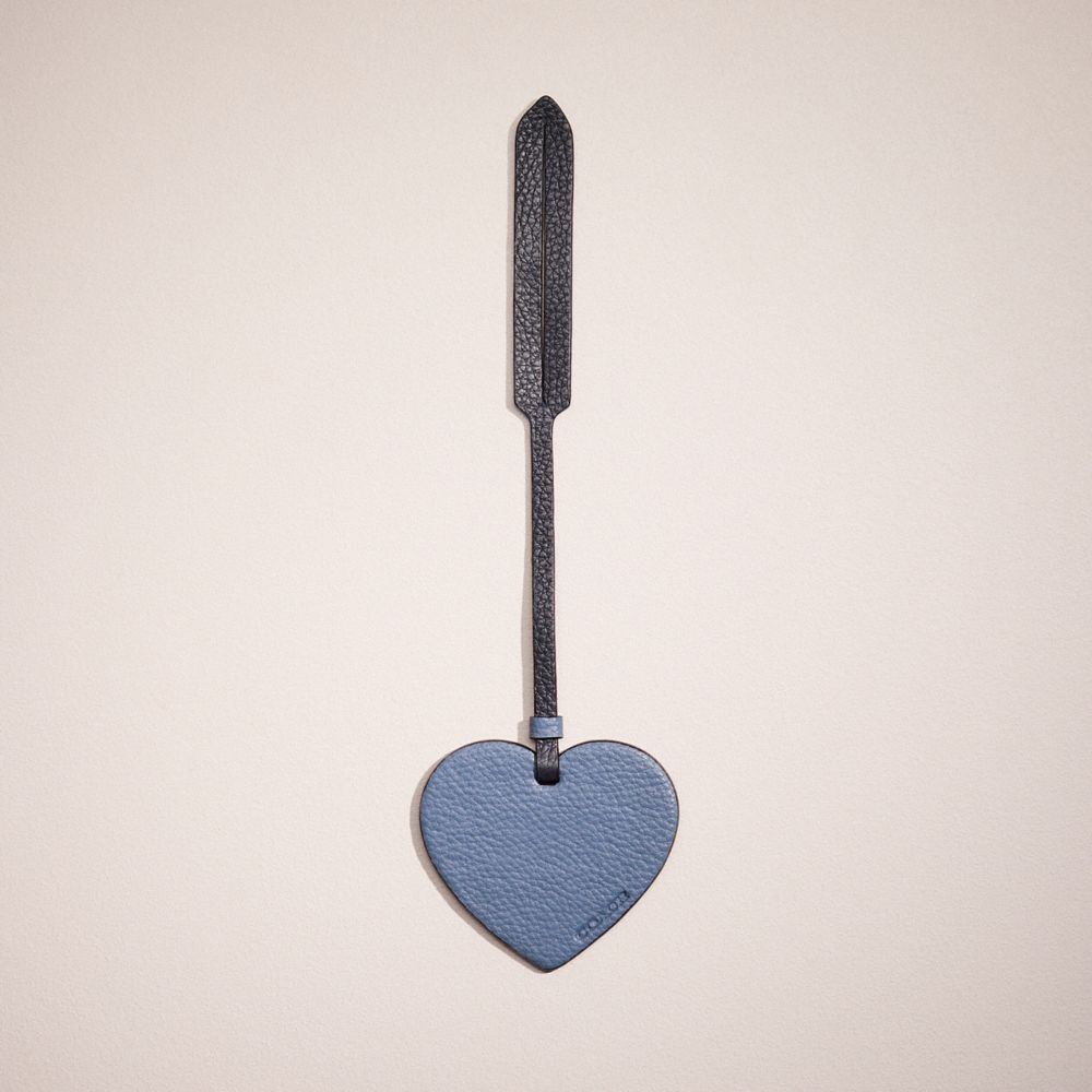 COACH®,REMADE HEART BAG CHARM,Pebble Leather,Hello Summer,,Front View