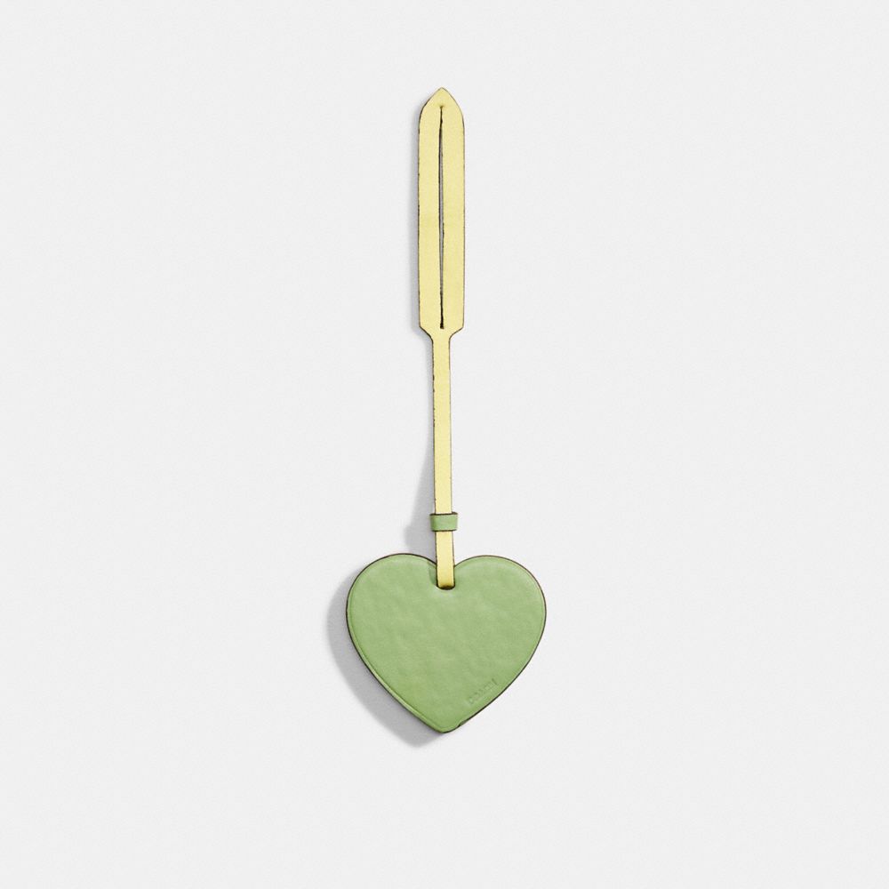 COACH®,REMADE HEART BAG CHARM,Pebble Leather,Hello Summer,,Front View