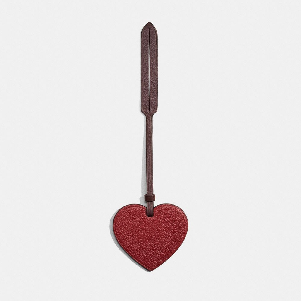 COACH®,REMADE HEART BAG CHARM,Pebble Leather,Hello Summer,,Front View