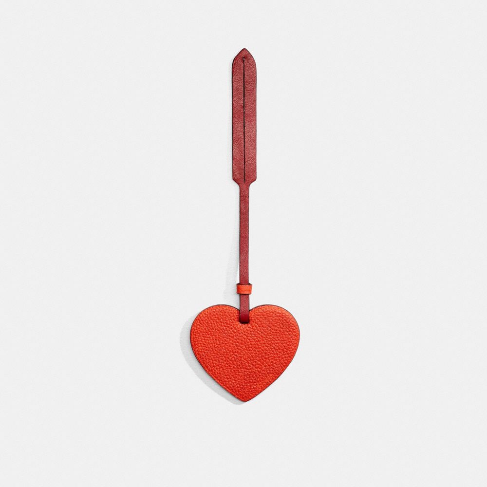 COACH®,REMADE HEART BAG CHARM,Pebble Leather,Hello Summer,,Front View