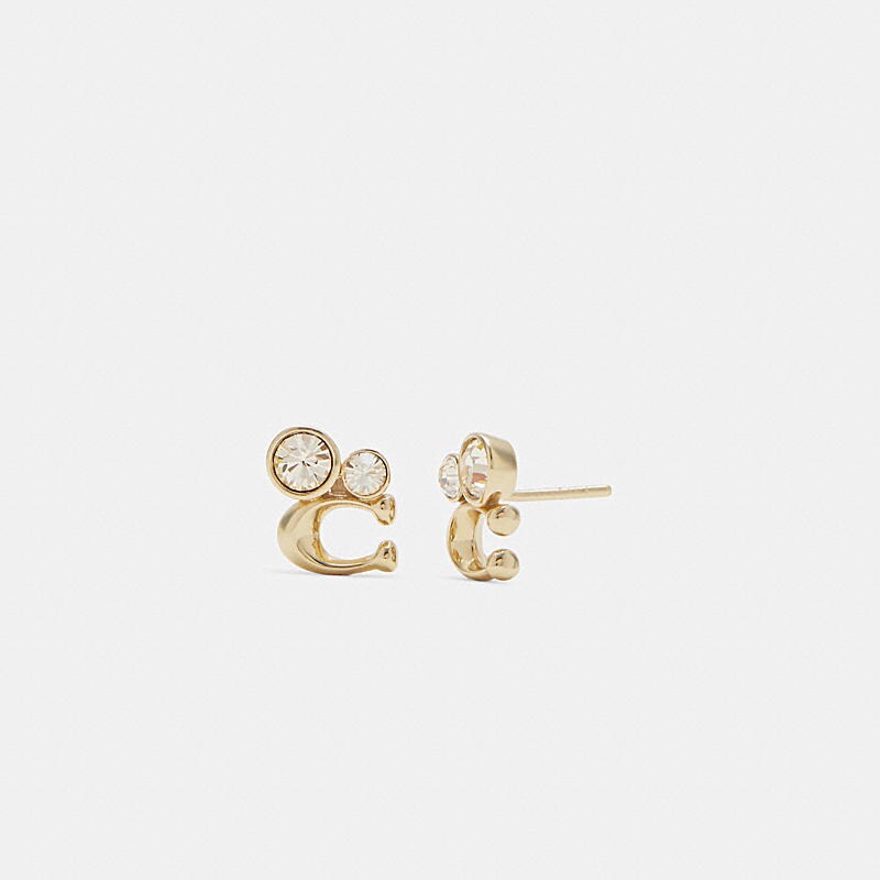 COACH: Signature Crystal Cluster Stud Earrings