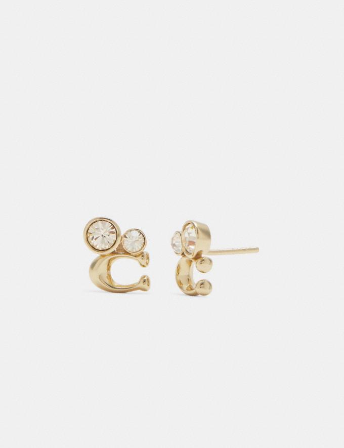 COACH: Signature Crystal Cluster Stud Earrings