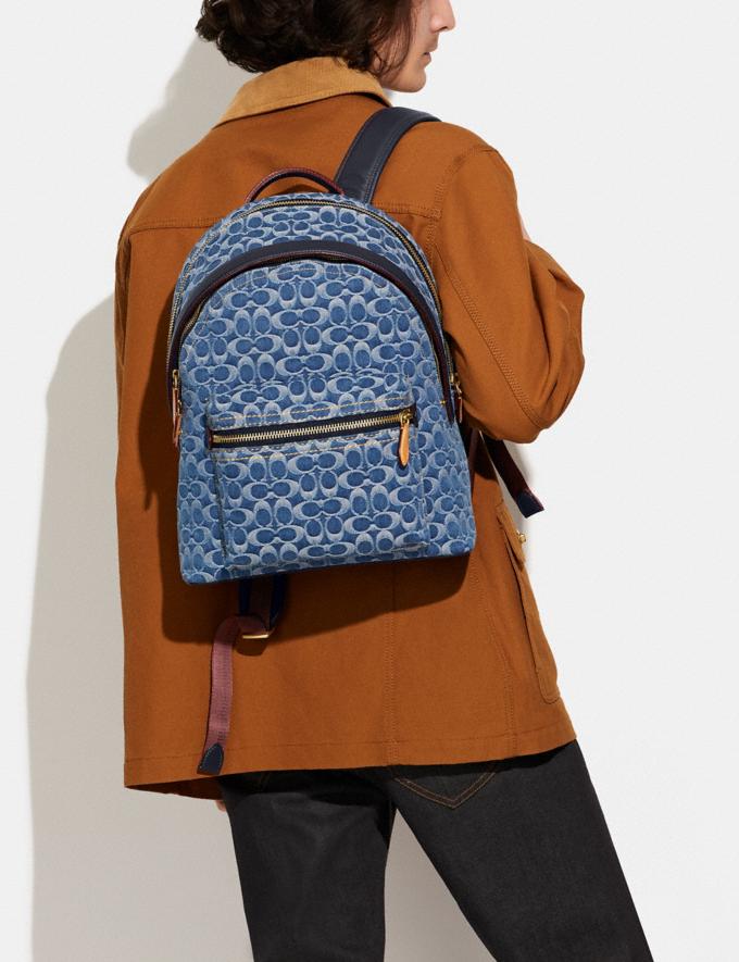 Coach Charter Backpack in Signature Denim Washed Denim DEFAULT_CATEGORY Alternate View 4