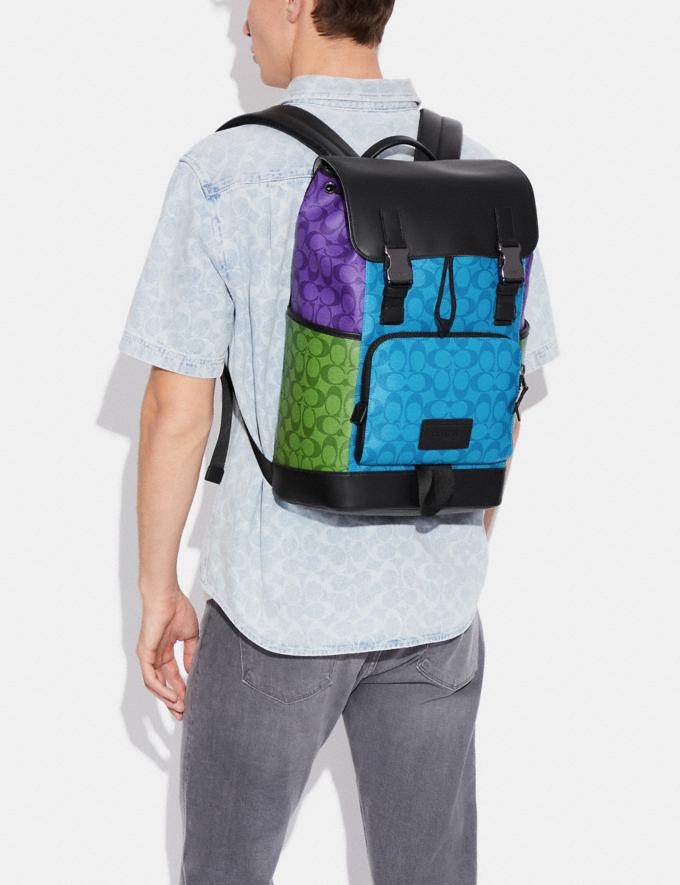 COACH: Track Backpack In Blocked Signature Canvas