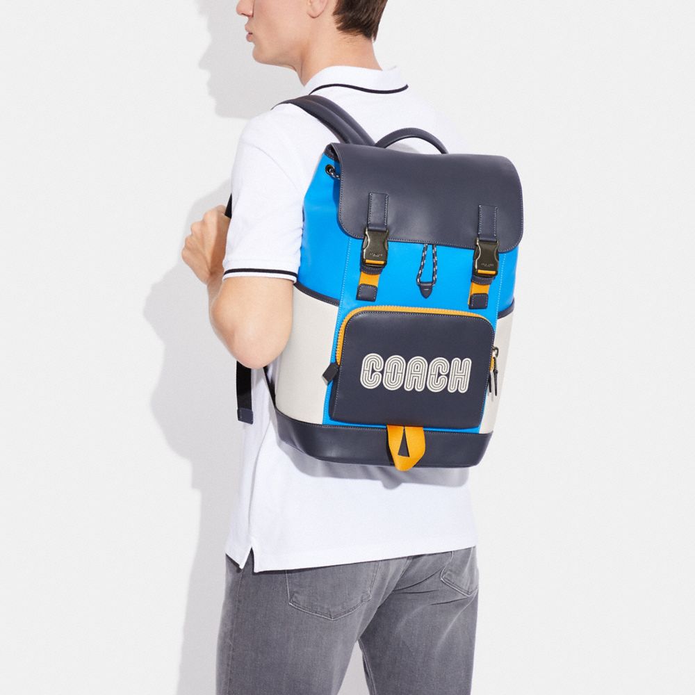 TRACK BACKPACK IN COLORBLOCK SIGNATURE CANVAS WITH COACH Track