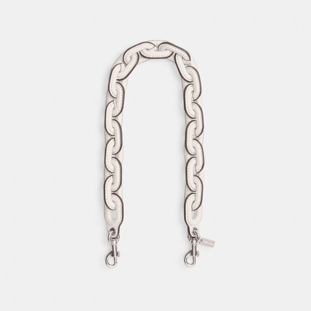 COACH®,Leather Covered Short Chain Strap,Leather,Bag Straps,No Embellishment,Black,Front View