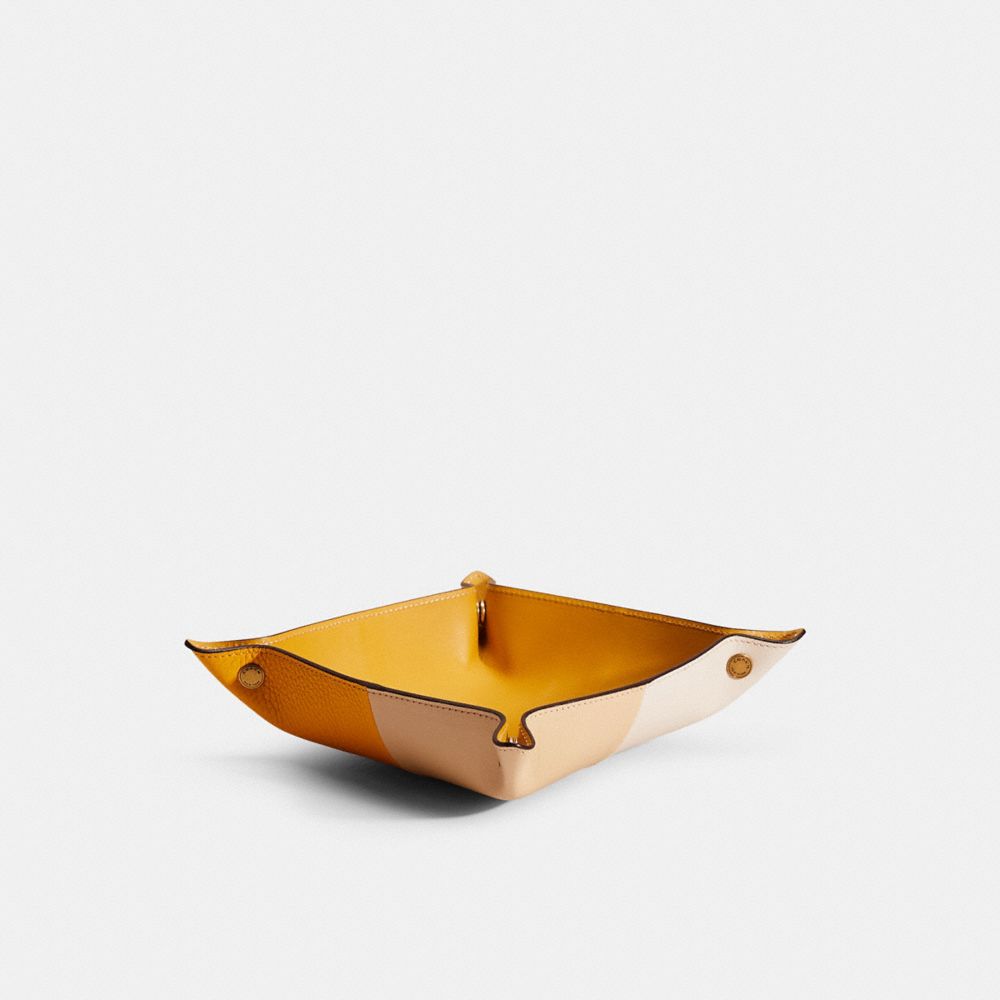 COACH®,Remade Colorblock Valet Tray,Leather,Decorative Tray,Color Block,Multi Color,Front View