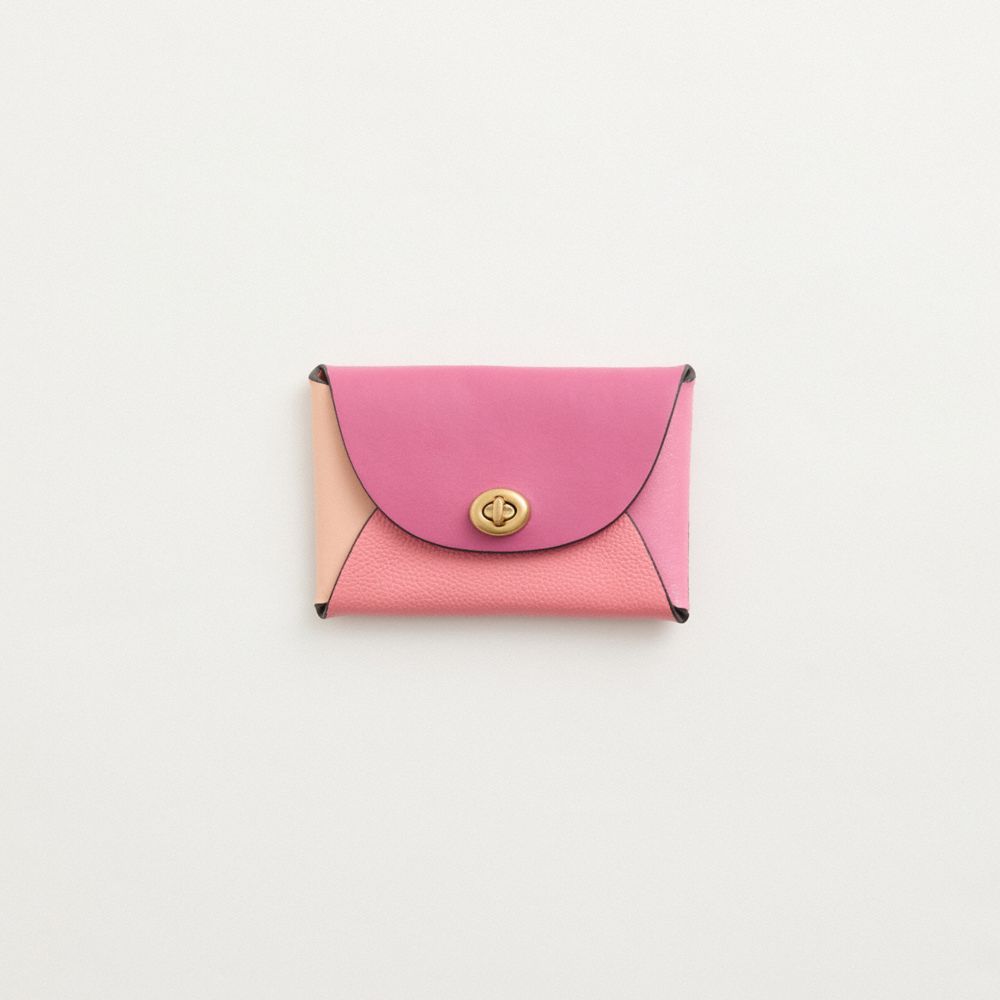 COACH®,Remade Colorblock Medium Pouch,Coin,Embossed,Color Block,Logo,Casual,Pink,Front View