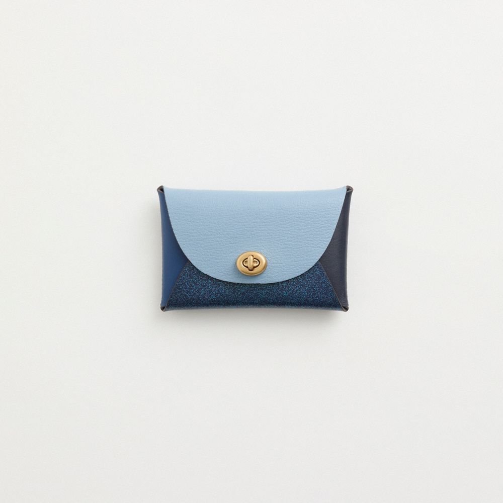 COACH®,Remade Colorblock Medium Pouch,Coin,Embossed,Color Block,Logo,Casual,Blue,Front View