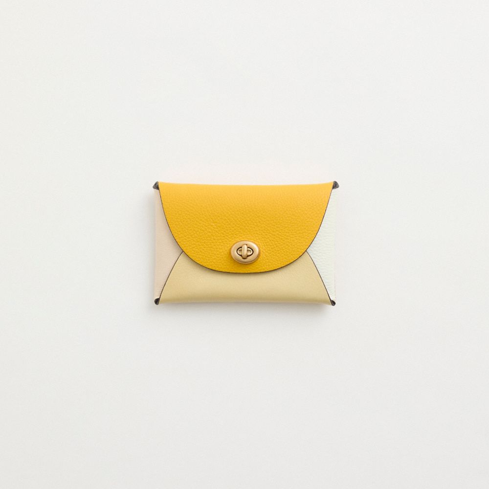 COACH®,Remade Colorblock Medium Pouch,Coin,Embossed,Color Block,Logo,Casual,Yellow,Front View