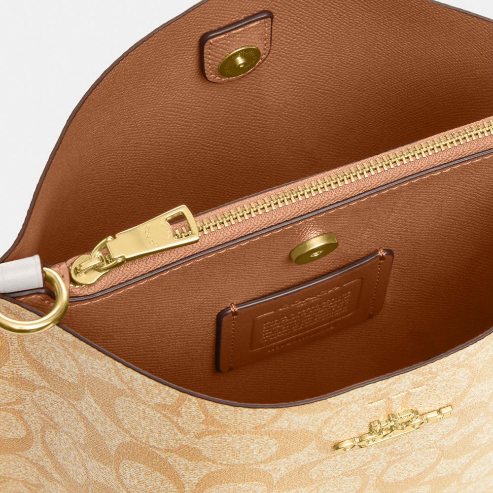 COACH®,MOLLIE BUCKET BAG 22 IN SIGNATURE CANVAS,Signature Canvas,Medium,Everyday,Gold/Light Khaki Chalk,Closer View