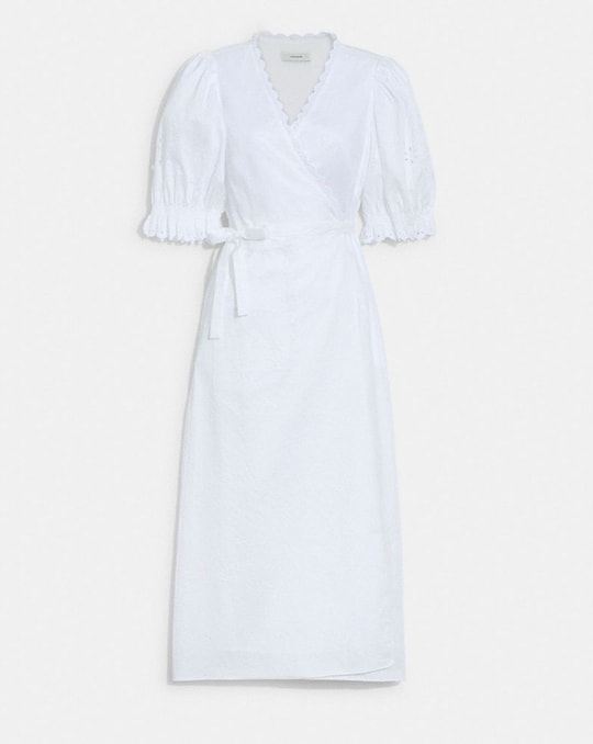 BRODERIE ANGLAISE WRAP DRESS IN ORGANIC COTTON