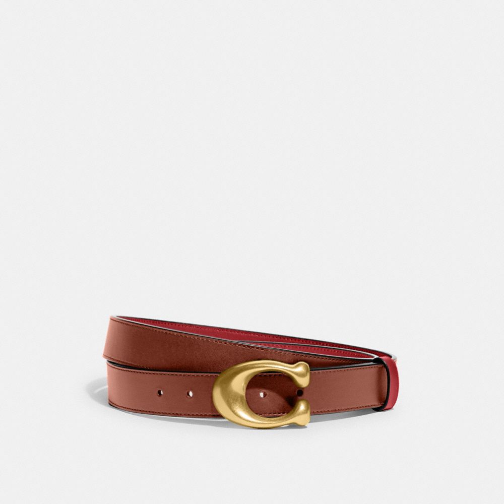 COACH®,SCULPTED C BUCKLE CUT-TO-SIZE REVERSIBLE BELT, 32MM,Refined Calf Leather,,Front View