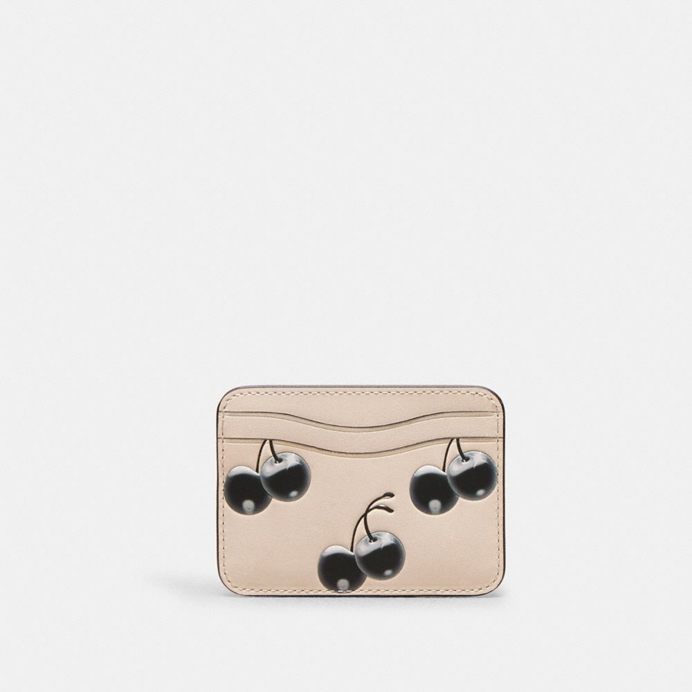 Wavy Card Case In Regenerative Leather With Cherry Print, ProductTile