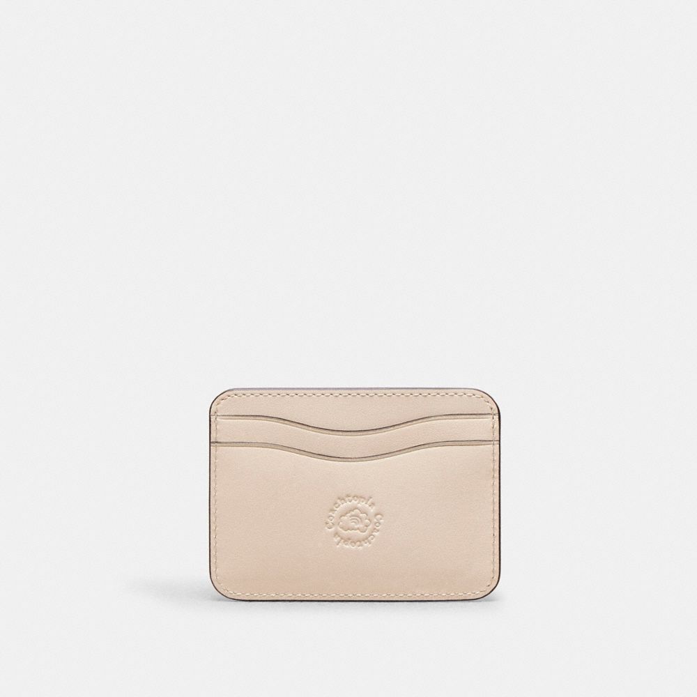 COACH®,Wavy Card Case In Regenerative Leather With Cherry Print,Polyester,Card Case,Faux Leather,Embossed,Logo,Pattern,Sus...,Cream,Back View