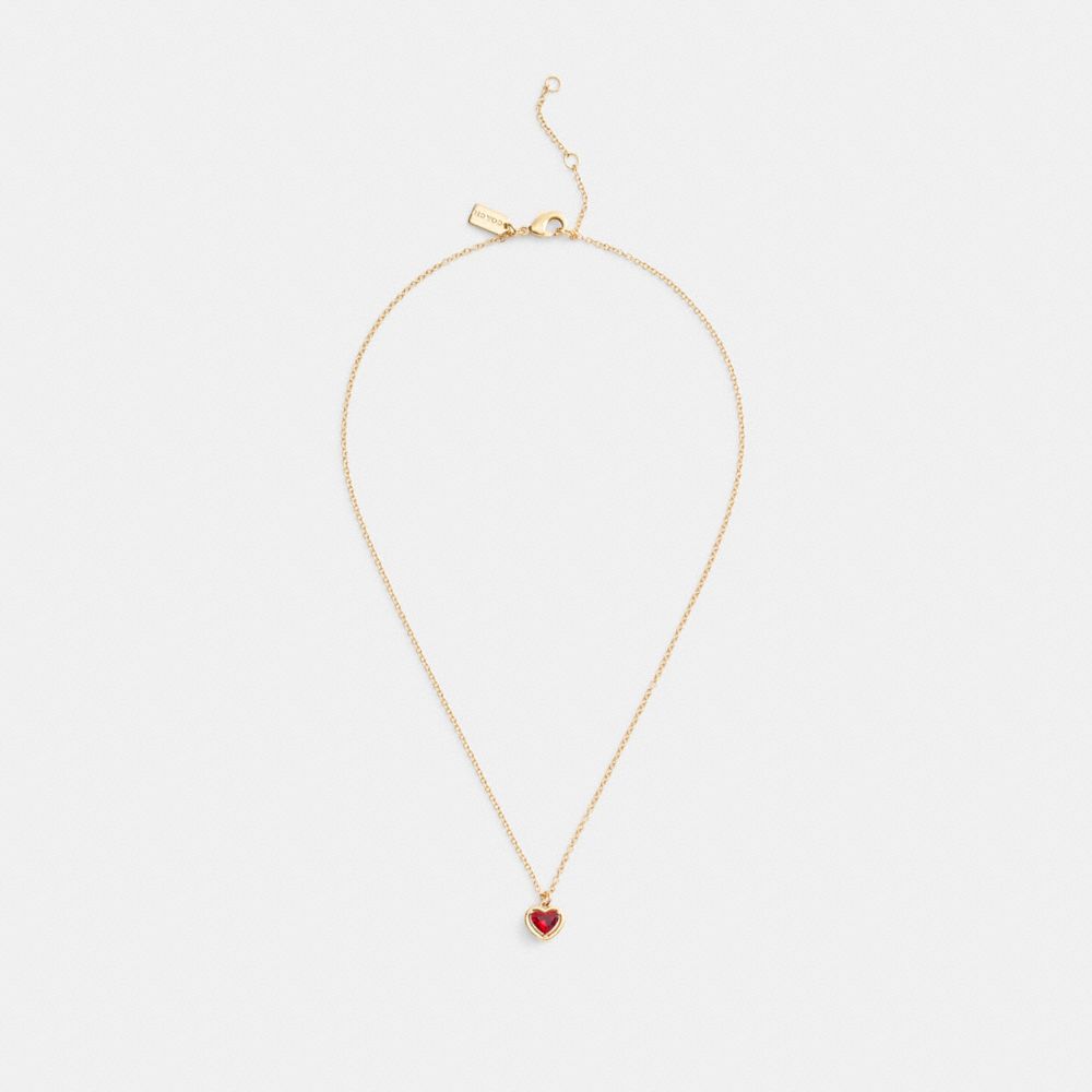 COACH®,Halo Heart Pendant Necklace,,Inside View,Top View