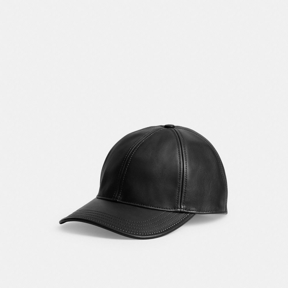 COACH®,Leather Baseball Hat,,Front View