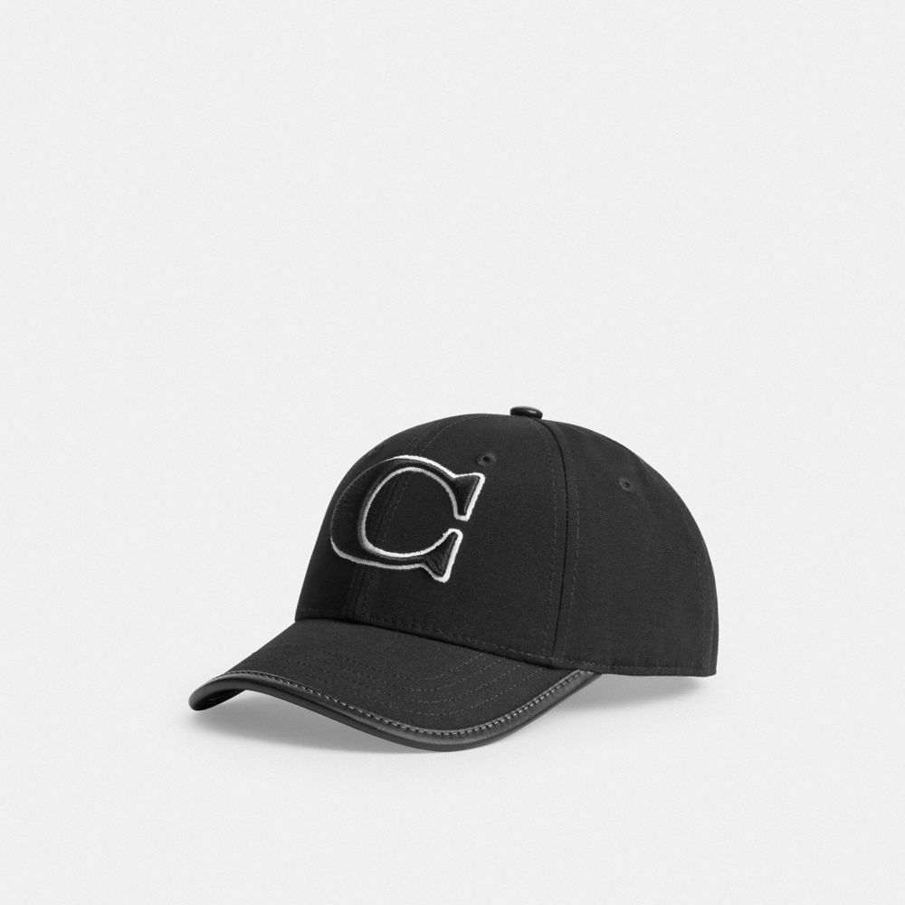 COACH®,Baseball Hat,Cotton,Lining Cotton,Baseball Cap,Piping,Casual,Black,Front View