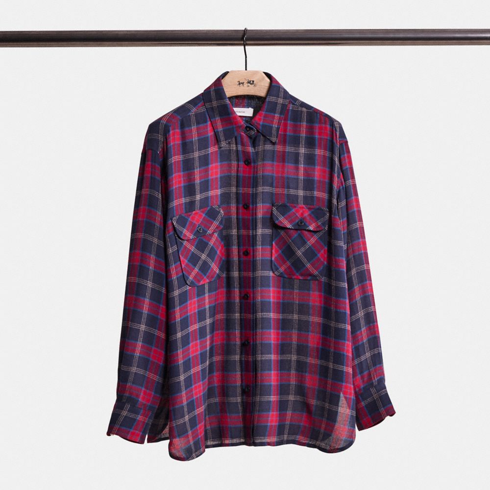 COACH®,Restored Flannel Shirt,Multi Color,Front View
