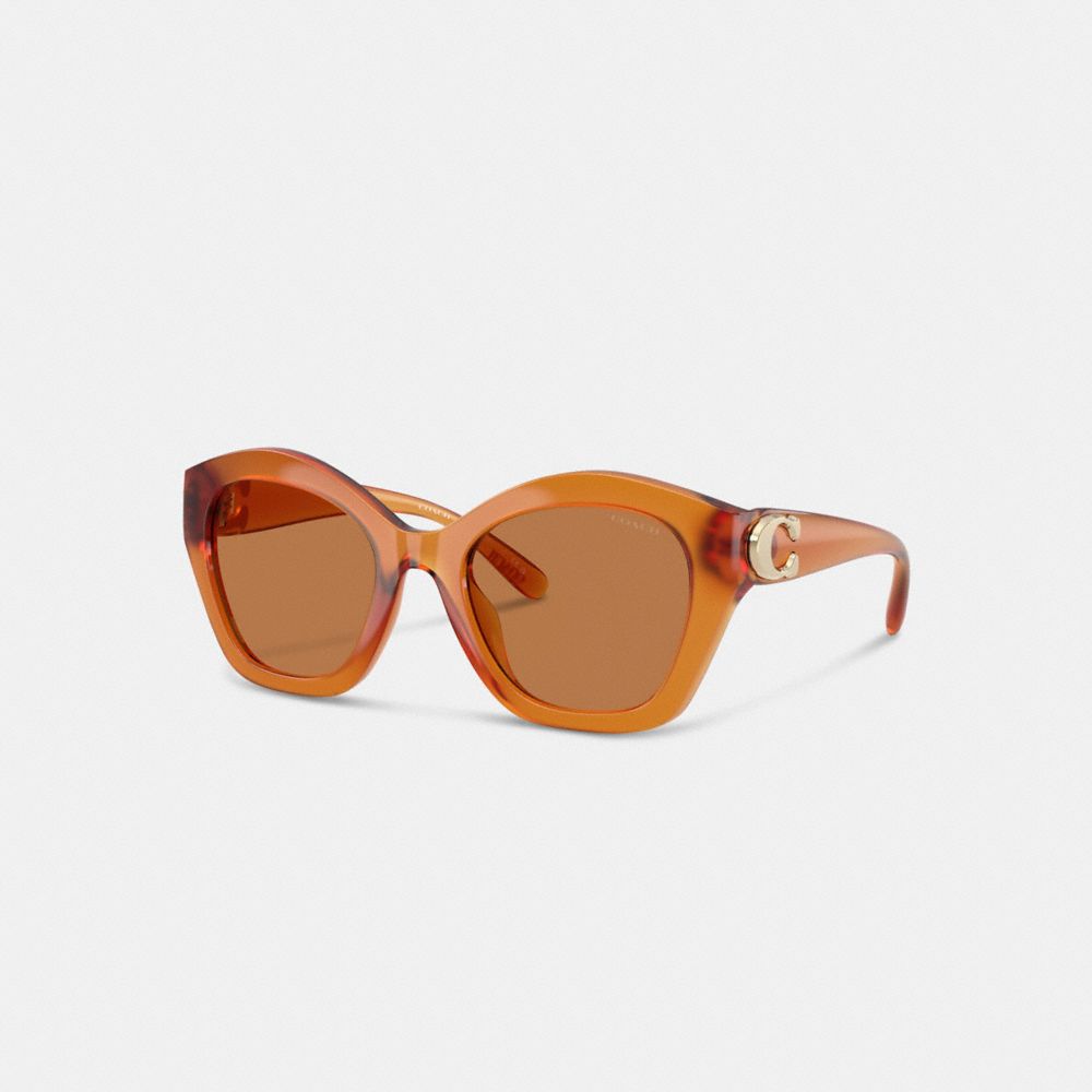 COACH®,Maxi Sculpted C Oversized Geometric Sunglasses,,Front View