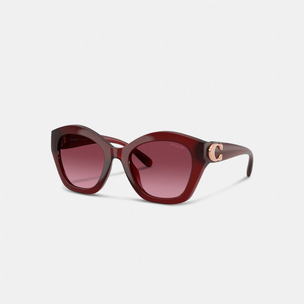 COACH®,Maxi Sculpted C Oversized Geometric Sunglasses,,Front View