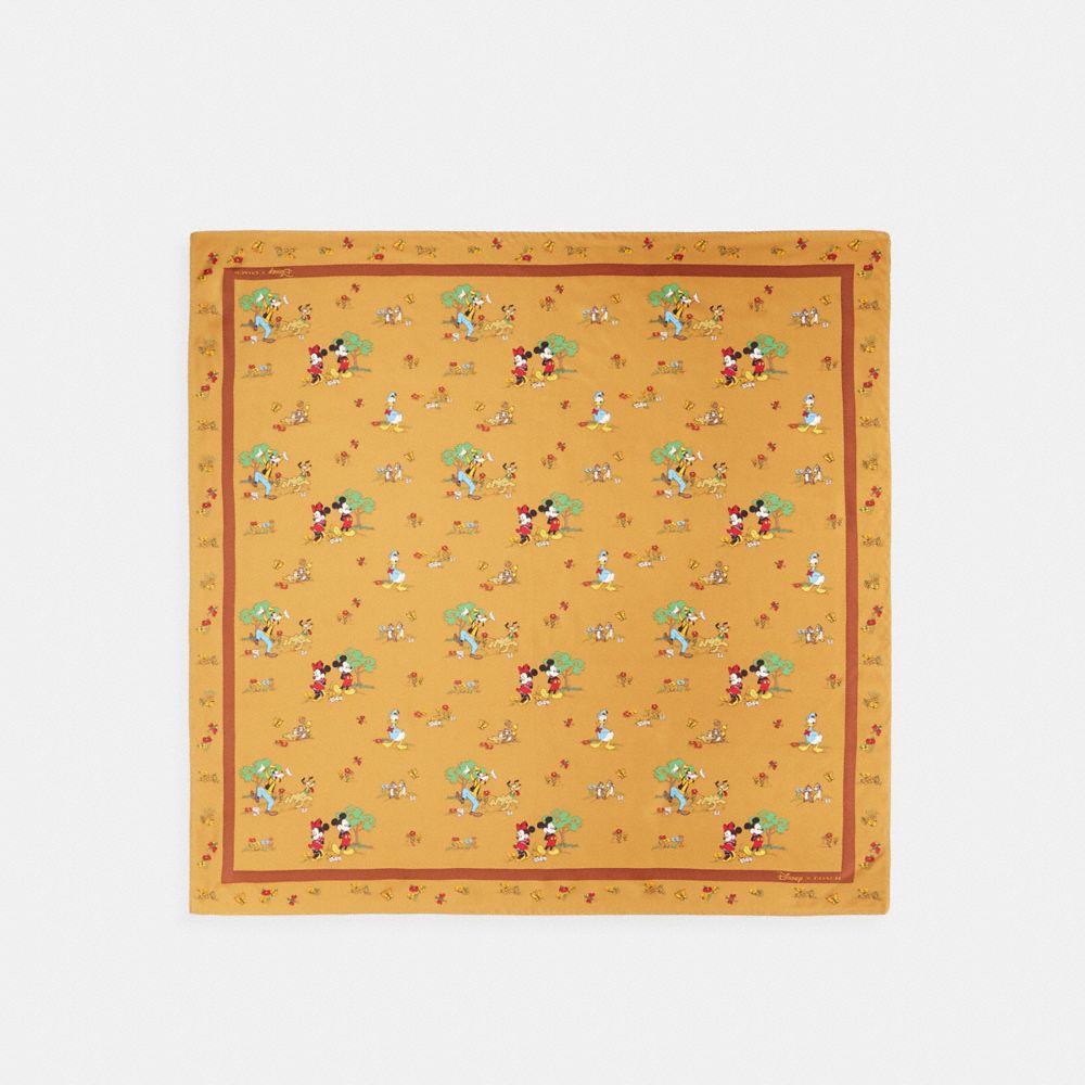 COACH®,Disney X Coach Silk Square Scarf With Mickey Mouse And Friends,,Front View