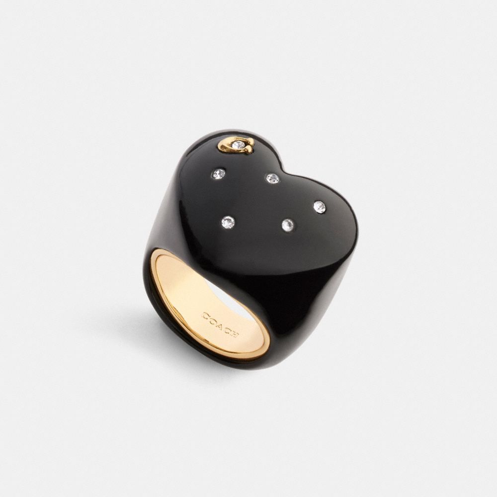 COACH®,Chunky Resin Heart Ring,,Inside View,Top View