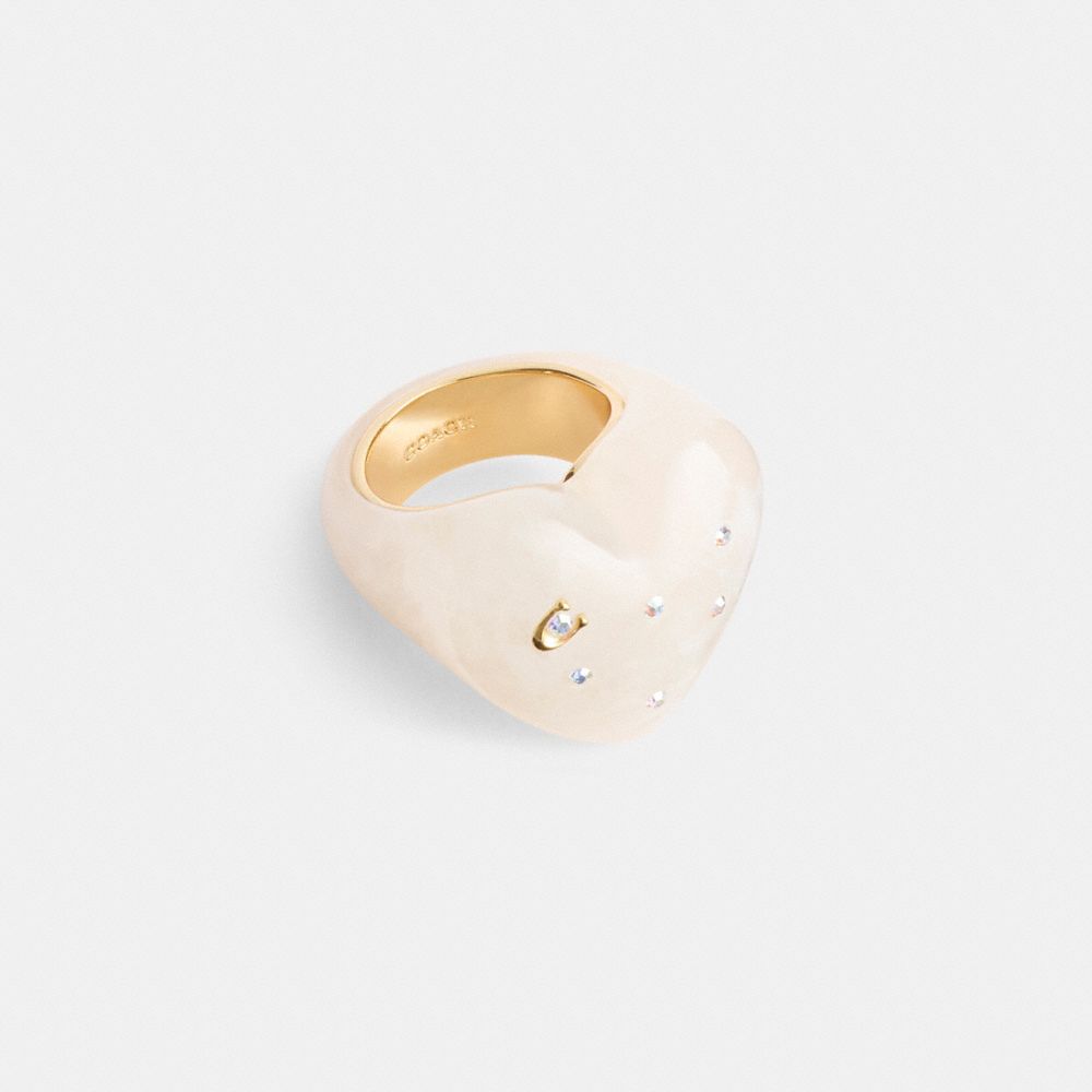 COACH®,Chunky Resin Heart Ring,,Front View
