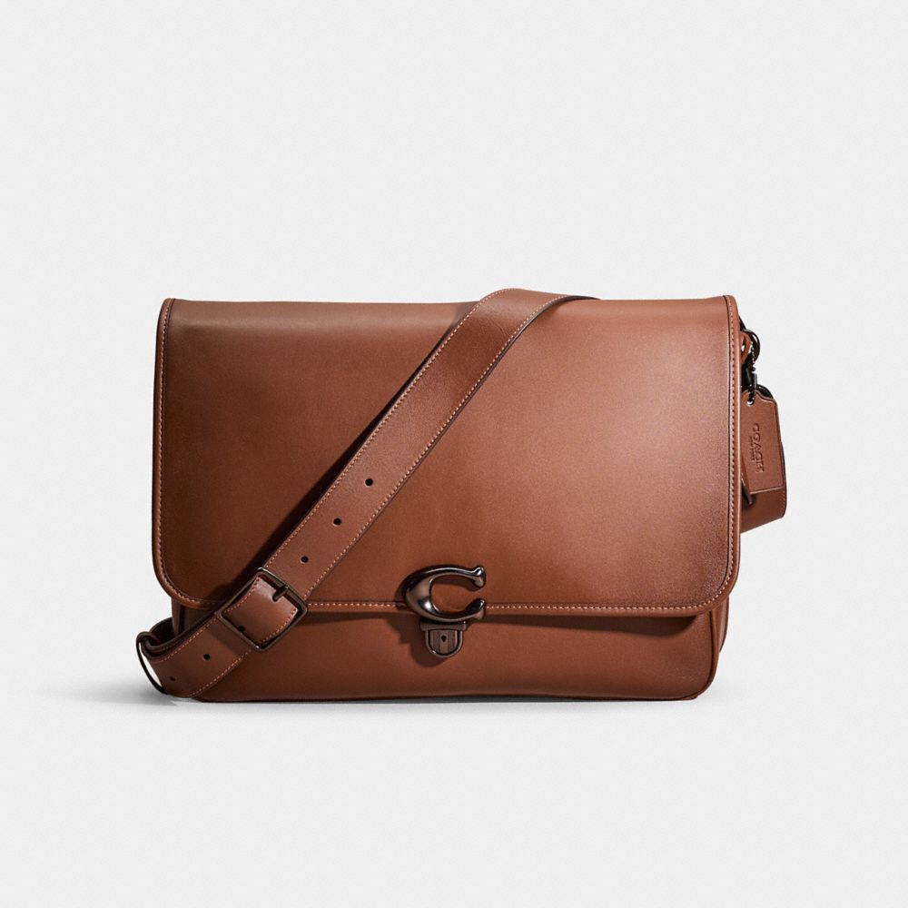 COACH®,Restored Studio Messenger,Leather,Messenger Bag,Logo,Casual,Brown,Front View