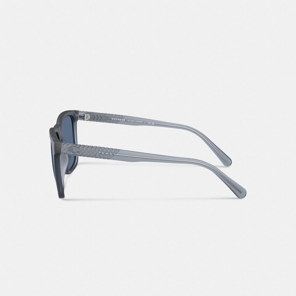 COACH®,C Hardware Textured Temple Square Sunglasses,Square,Plastic,Metal,Logo,Casual,Navy,Alternate View