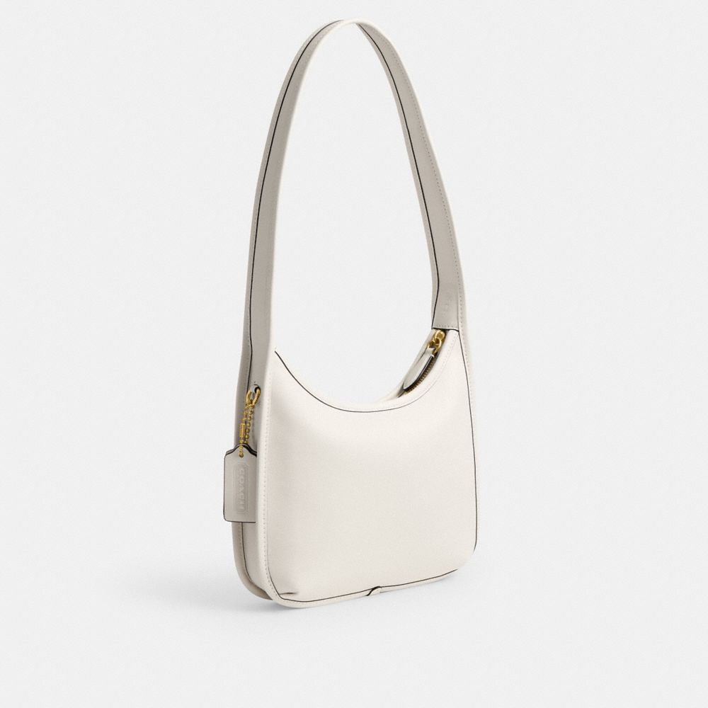 COACH®,Curve Zip Bag,Leather,Shoulder Bag,Logo,Brass,Casual,White,Angle View