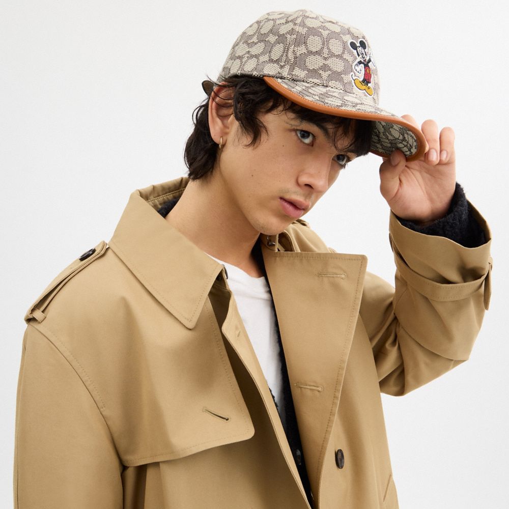 COACH®,Disney X Coach Signature Baseball Hat With Mickey Mouse,,Angle View