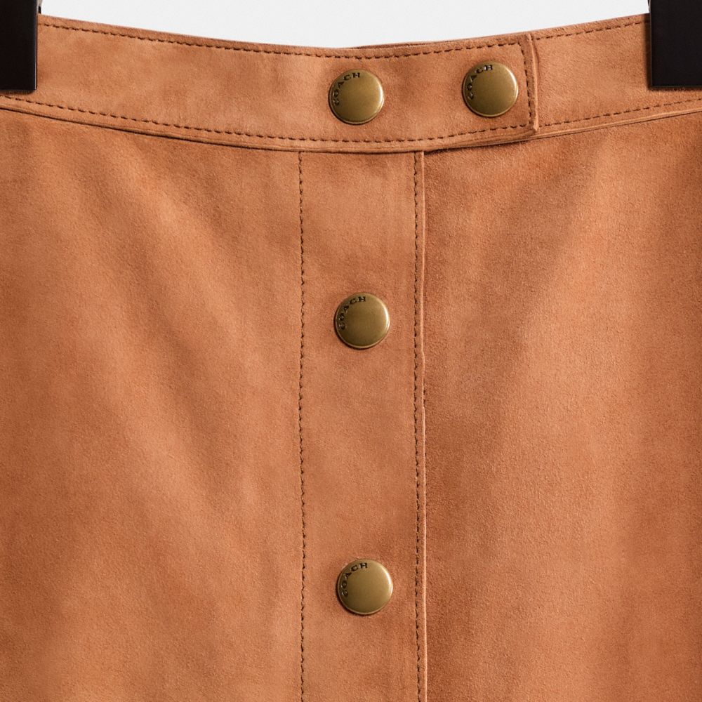 COACH®,Restored Suede Skirt,Straight,Casual,Brown,Scale View