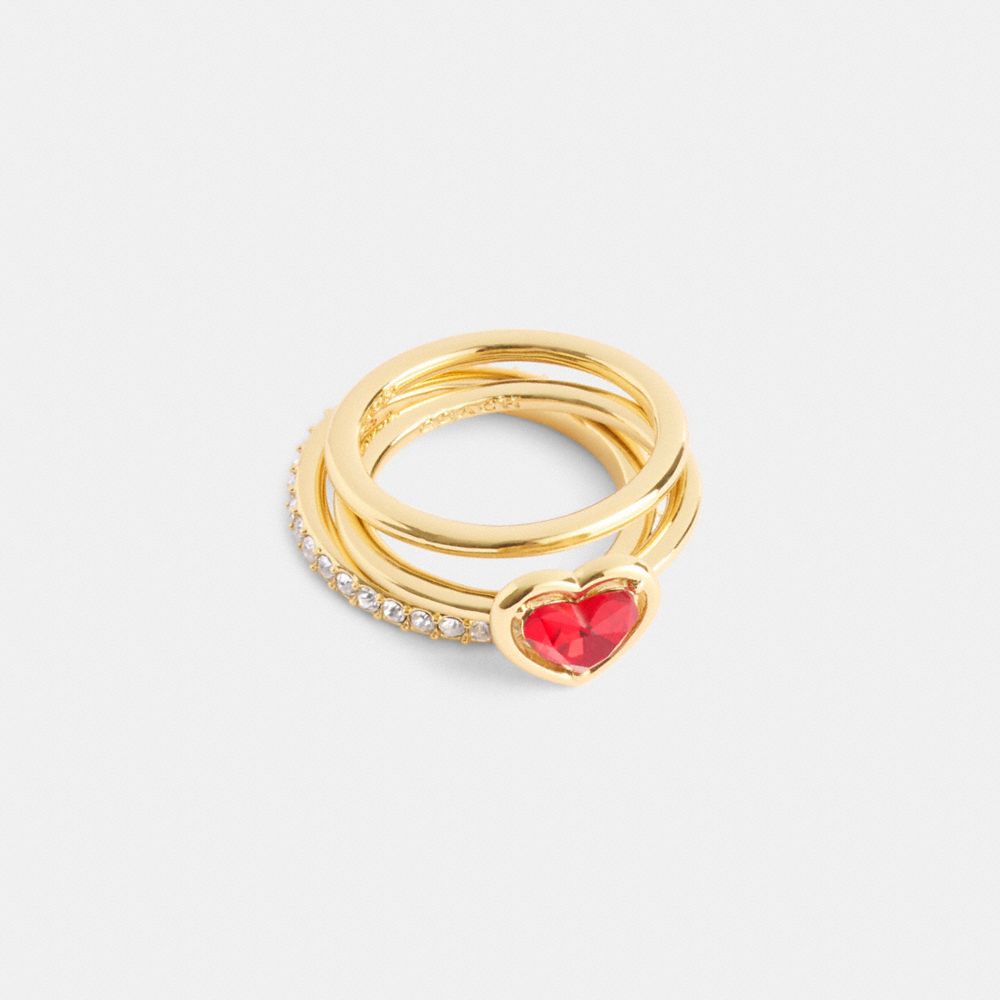 COACH®,Halo Heart Ring Set,,Front View