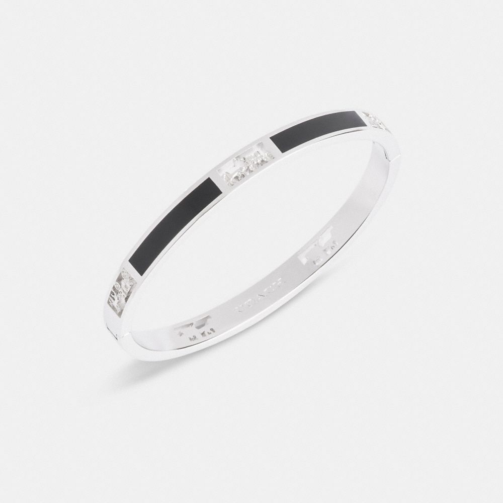 COACH®,Horse And Carriage Cut Out Enamel Bangle,Cubic Zirconia,Enamel,Casual,Black,Inside View,Top View