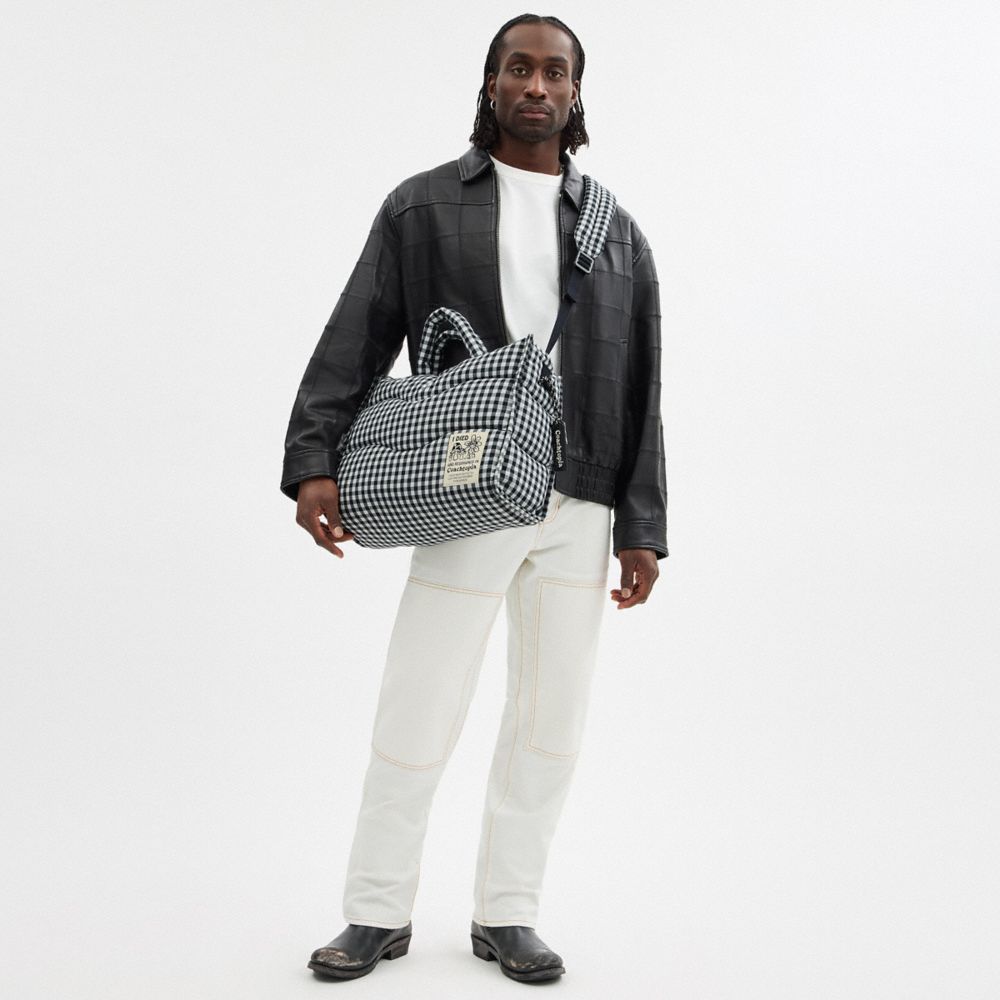 COACH®,Coachtopia Loop Tote With Gingham Pattern,Recycled Polyester,Tote,Logo,Tag Embellishment,Adjustable,Casual,Multi Color,Detail View