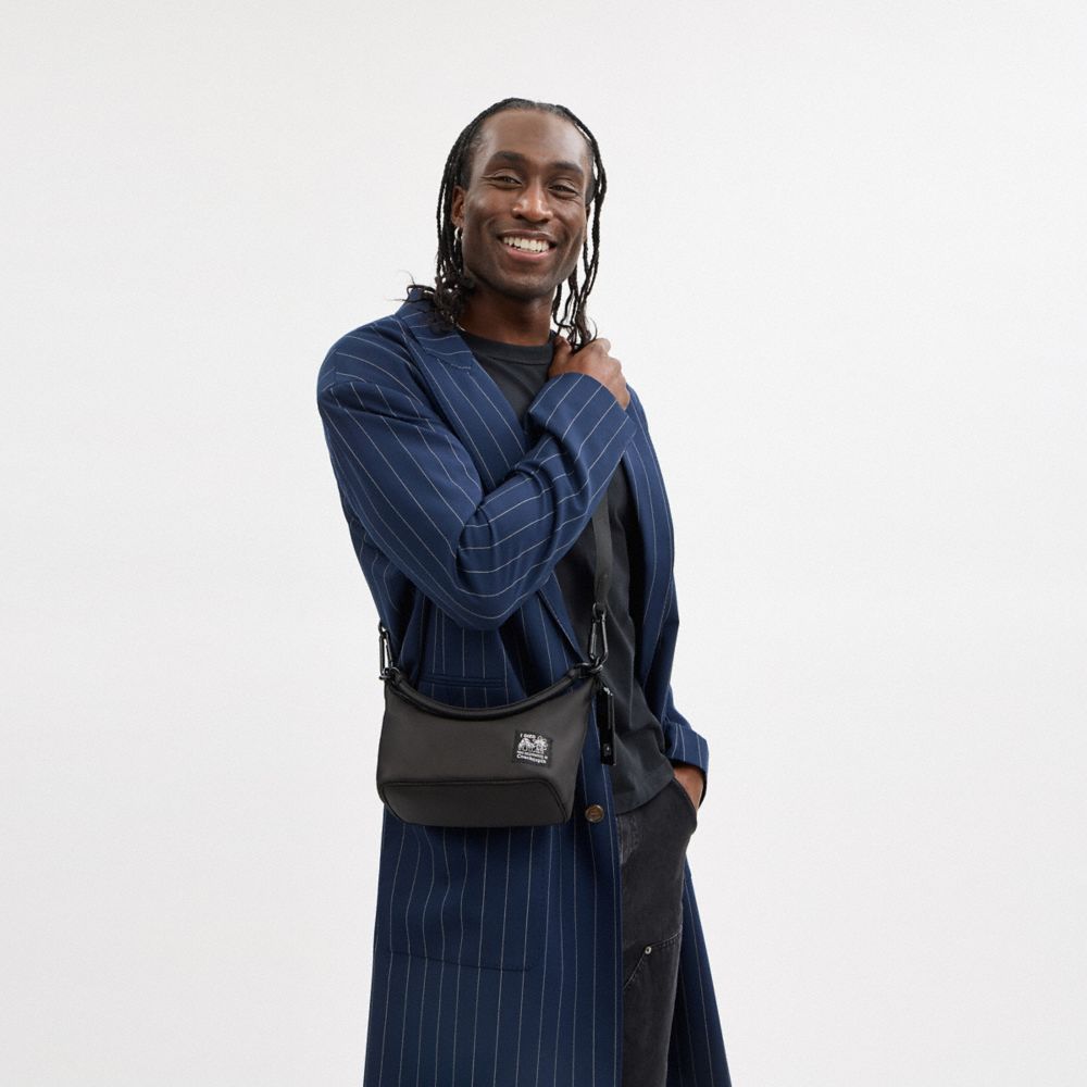 COACH®,Coachtopia Loop Shoulder Bag,Recycled Polyester,Shoulder Bag,Logo,Applique,Casual,Black,Detail View