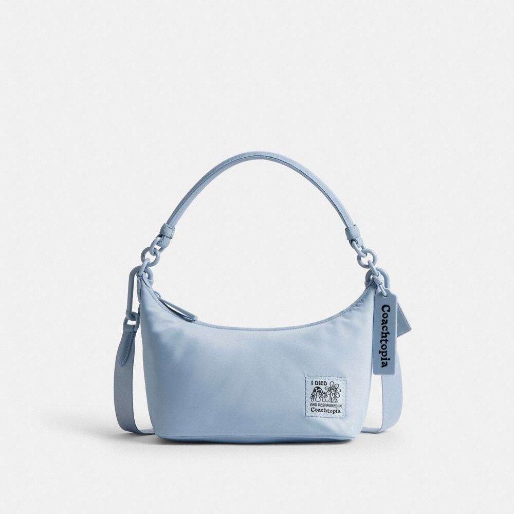 COACH®,Coachtopia Loop Shoulder Bag,Recycled Polyester,Shoulder Bag,Logo,Applique,Casual,Blue,Front View