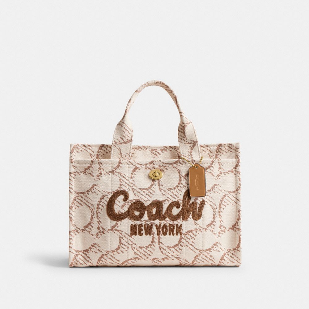 COACH®,Cargo Tote Bag With Signature Canvas,,Front View