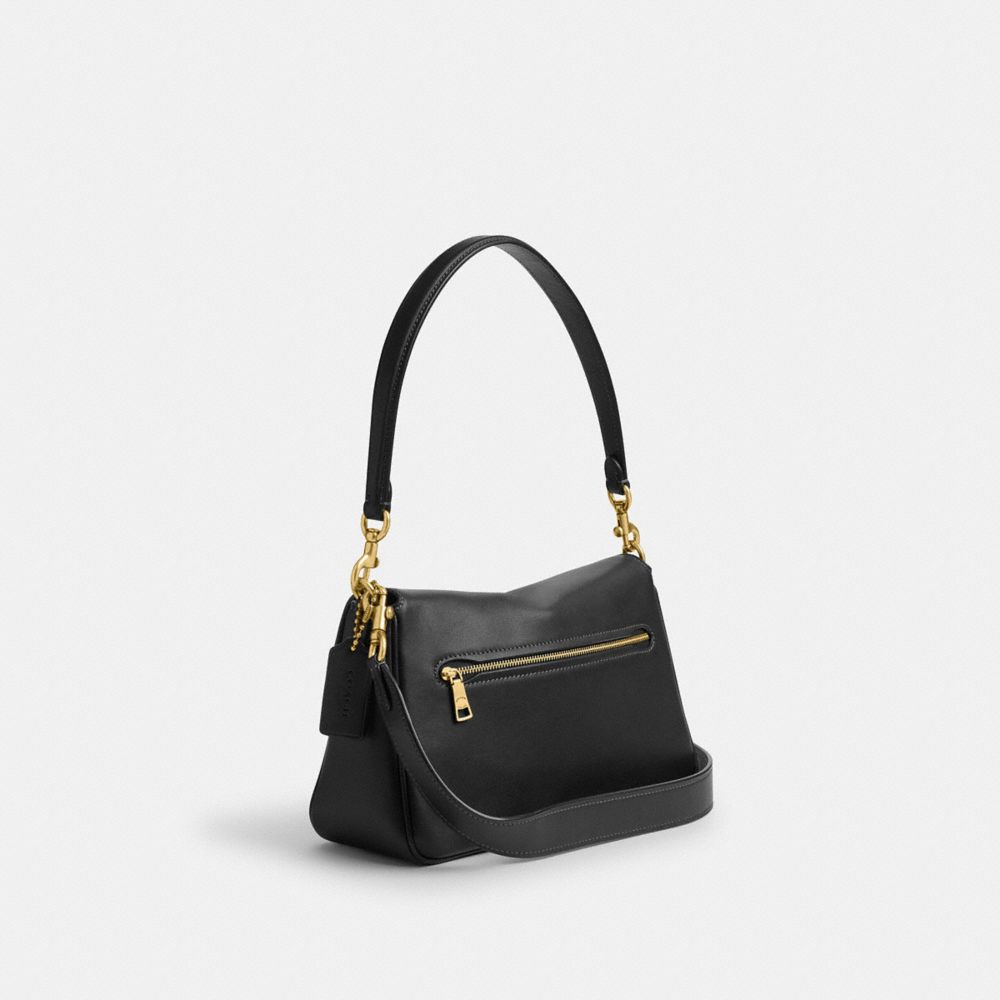 COACH®,Soft Tabby Shoulder Bag,Leather,Shoulder Bag,Metal,Logo,Gold Metal,Day Party,Black,Angle View