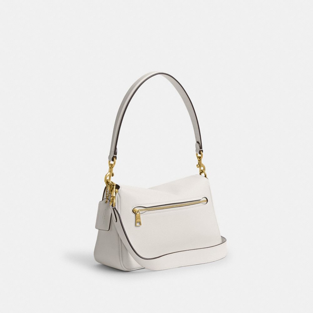 COACH®,Soft Tabby Shoulder Bag,Leather,Shoulder Bag,Metal,Logo,Gold Metal,Day Party,White,Angle View