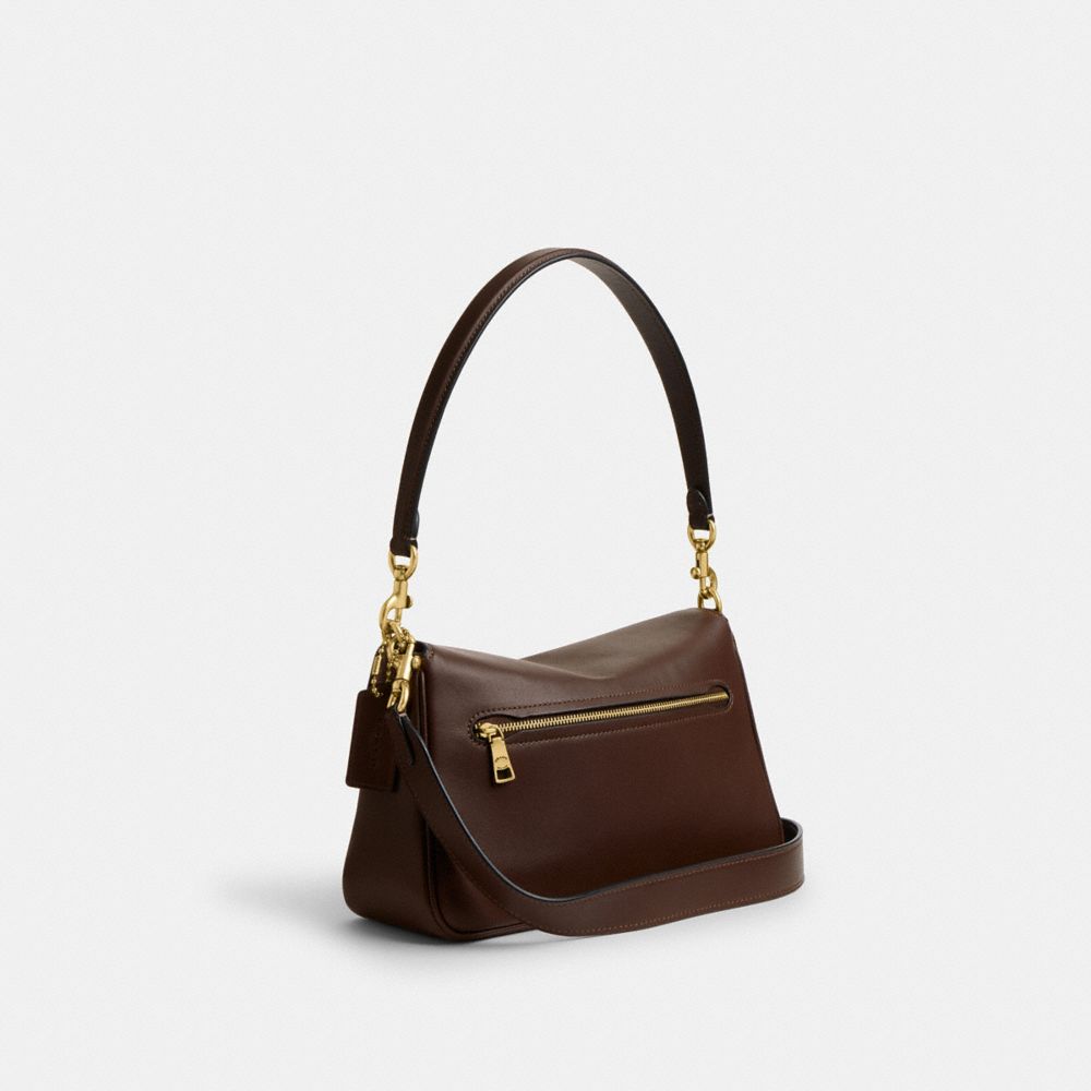 COACH®,Soft Tabby Shoulder Bag,Leather,Shoulder Bag,Metal,Logo,Gold Metal,Day Party,Brown,Angle View