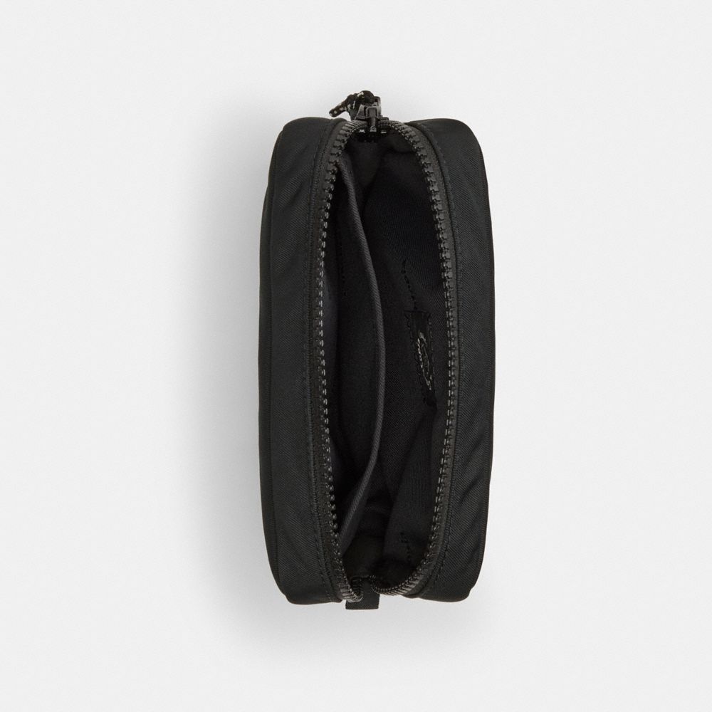 COACH®,Coachtopia Loop Pouch In Recycled Polyester,Recycled Polyester,Pouch,Tag Embellishment,Logo,Compact,Vegan,Casual,Black,Inside View,Top View