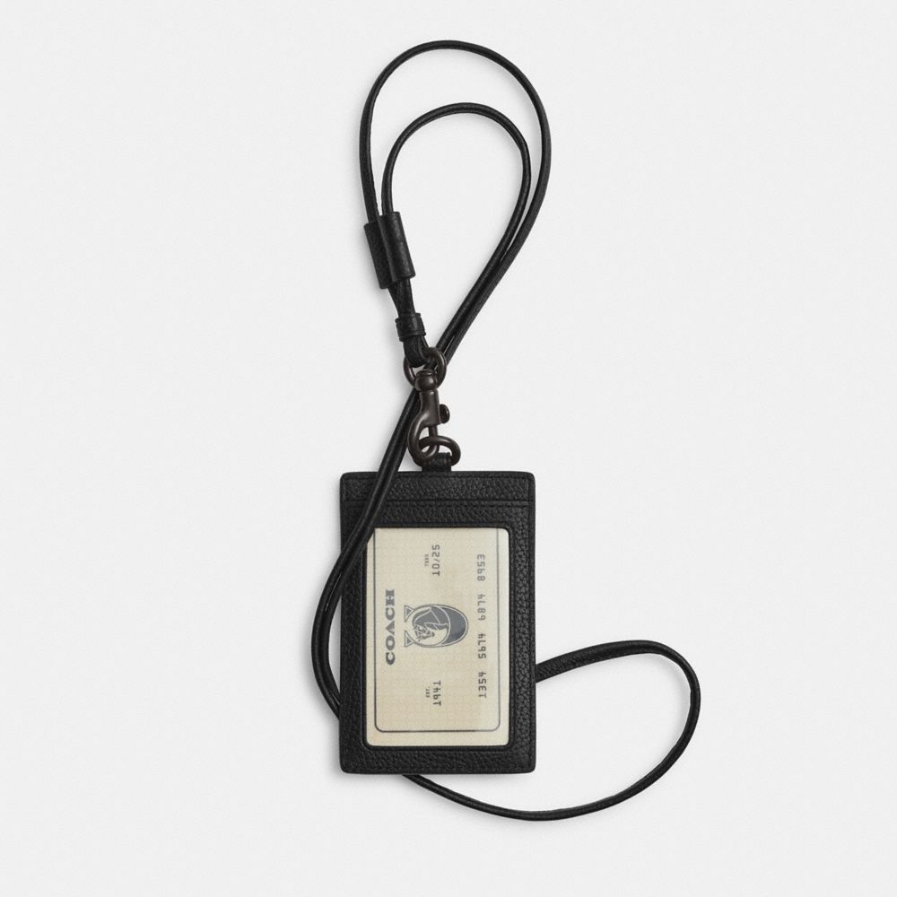 COACH®,Id Lanyard,Bag Accessories,Card Case,Metal,Logo,Key Ring,Casual,Black,Back View